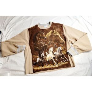 Vintage Champion horse sweatshirt repurposed upcycled equestrian small OOAK